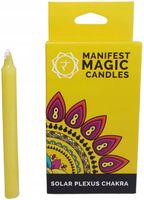 ZESTAW ŻÓŁTYCH ŚWIEC MANIFEST MAGIC CANDLES CZAKRA SPLOTU SŁONECZNEGO 12SZT