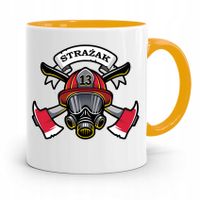 Kubek Żółty Dla Strażaka Strażak Herb Prezent Z Nadrukiem Ze Zdjęciem