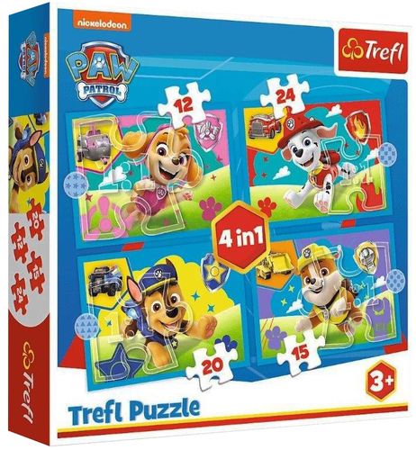 PUZZLE 4W1  BIEGNĄCE PIESKI PSI PATROL 34628 na Arena.pl