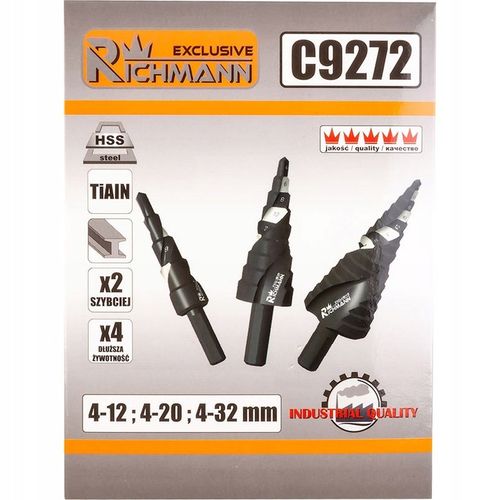 ROZWIERTAK METALU WIERTŁA CHOINKOWE STOPNIOWE SPIRALNE STOŻKOWE 4-32MM na Arena.pl