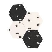 Ścianka wspinaczkowa sześciokątna 4x biało-czarna płyta + 20 uchwytów