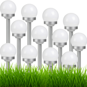 12x lampa solarna kula 34cm ogrodowa led czujnik do ogrodu świecąca wbijana