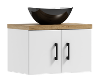 Szafka łazienkowa wisząca MARKUS 50 biały/dąb z umywalką Eliza C (W3)
