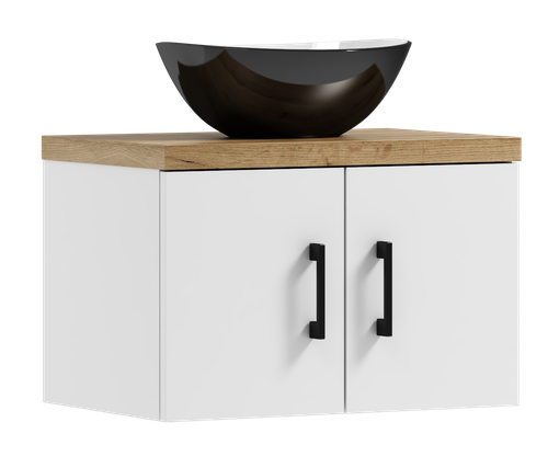 Szafka łazienkowa wisząca MARKUS 50 biały/dąb  z umywalką Eliza C (W3) na Arena.pl