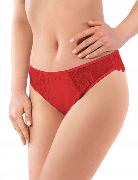 Ewana 006 Koronkowe Delikatne Stringi Czerwony M zdjęcie 3