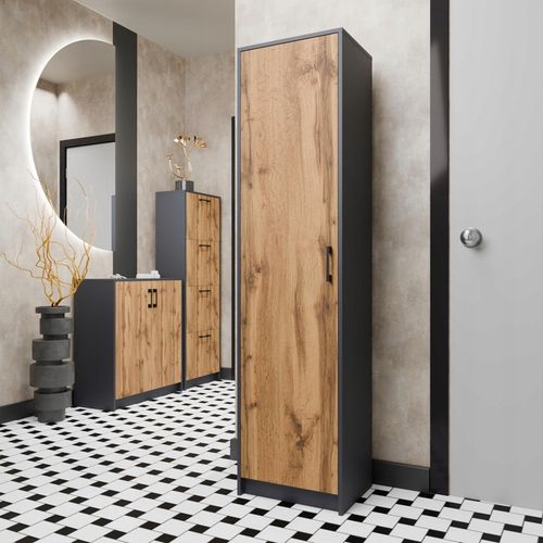 Komoda szafka 2D GRAFIT-WOTAN dwudrzwiowa regał antracyt ROB na Arena.pl