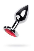 silver anal plug with pink gem heart-shaped