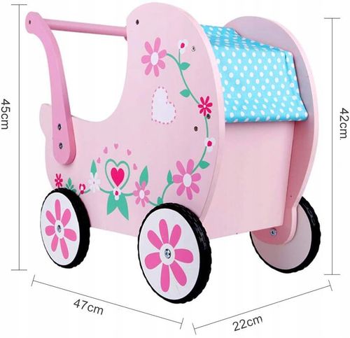 wózek drewniany różowy na Arena.pl