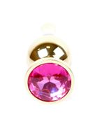 plug-jewellery gold butt plug- pink