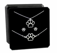 KOMPLET BIŻUTERII SREBRNEJ Z ŁAPĄ ŁAPKI ŁAPA PSA srebro 925