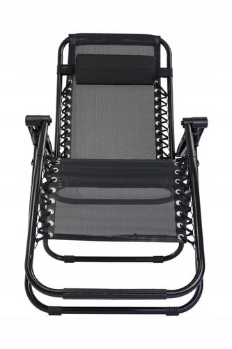 Leżak Ogrodowy WZMACNIANY ZERO GRAVITY metal czarny składany GRATIS PÓŁKA! na Arena.pl