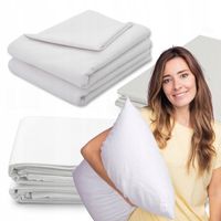 PRZEŚCIERADŁO BAWEŁNIANE 200x220 cm, BIAŁE HOTELOWE BEZ GUMKI MAGIEL