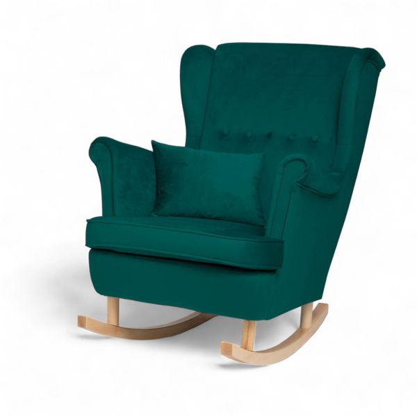 Turkusowy Fotel Bujany Uszak + Nogi + Poduszka