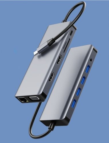 ADAPTER HUB Stacja Dokująca 12w1 USB-C 2x HDMI VGA USB Jack SD Ethernet LAN na Arena.pl