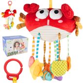 Maskotka Sensoryczny Krab Zawieszka do Łóżeczka Gryzak dla Niemowląt 9w1