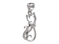 Elegancki rodowany srebrny wisiorek kotek kot mruczek pupil cyrkonie srebro 925 W0303