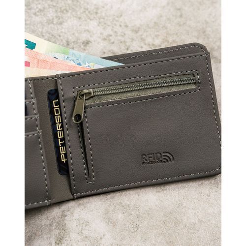szary portfel męski bez zapięcia zewnętrznego z systemem rfid - peterson na Arena.pl