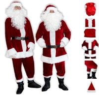 WELUROWY STRÓJ MIKOŁAJA VIP L-3XL BURGUND ZESTAW 18el POKROWIEC ETOLA LIST