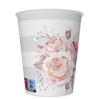 kubki papierowe 250ml różowe róże 8szt 79-34