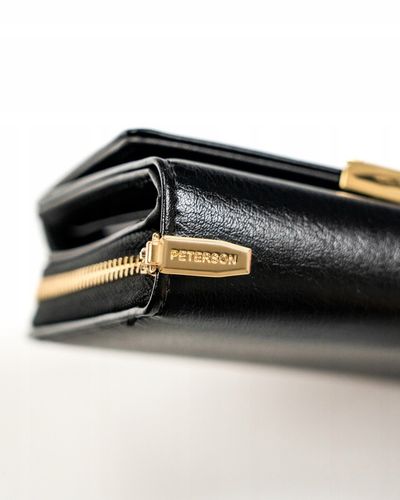 PETERSON portfel damski poziomy RFID STOP portmonetka na zatrzask czarny na Arena.pl