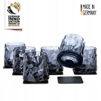 Magnetyczne szklanki do whisky szare Silwy 6szt + 6 nano-żelowych podkładek