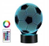 LAMPKA NOCNA 3D LED PIŁKA NOŻNA KOLORY + PILOT