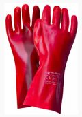 rękawice pcv długie full red 35cm - 12 par - rek gu 0434