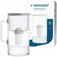 Dzbanek filtrujący szklany Wessper 3l Szary + 1x Filtr aquaclassic