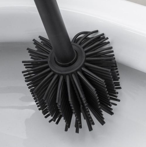 Szczotka silikonowa do wc czarna mat z metalowym pojemnikiem łazienkowa na Arena.pl