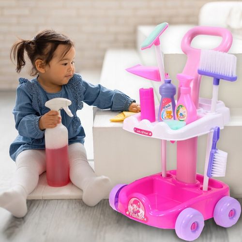 ZESTAW DO SPRZĄTANIA NA WÓZKU Z ODKURZACZEM DŹWIĘK SZCZOTKA MOP DLA DZIECI na Arena.pl