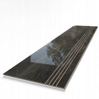 Stopnica Marmur Grafit 120x30 Poler - Gres Premium z Nacięciami, Połysk