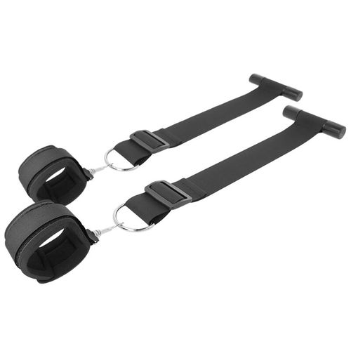 kajdanki na pasach do mocowania na drzwi. zapinane karabińczykiem. na Arena.pl