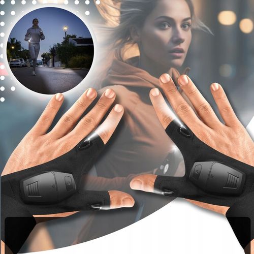 RĘKAWICZKI LED USB RĘKAWICZKI Z LATARKĄ LED ŚWIECĄCE RĘKAWICE ładowane USB na Arena.pl