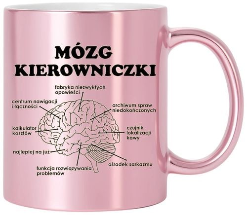 KUBEK RÓŻOWY PREMIUM MÓZG KIEROWNICZKI ŚMIESZNY PREZENT DLA SZEFOWEJ na Arena.pl
