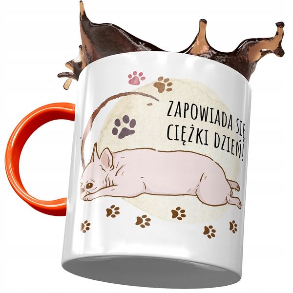 Kubek Pomarańczowy Z Pieskiem Psem Słodki Prezent Z Nadrukiem Ze Zdjęciem zdjęcie 1