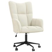 Fotel, kremowy, obity aksamitem