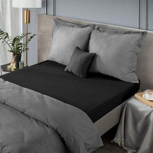 Prześcieradło satynowe 100% bawełna z gumką Eurofirany NOVA3 100X200 czarny na Arena.pl