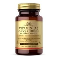 SOLGAR Witamina D3 1000 IU 25 mcg Chewable Tablets (100 tabl.)