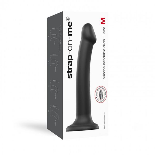 Semi-Realistic Dual Density Bendable Dildo Black - M zdjęcie 8