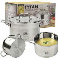 GARNEK Z SZKLANĄ POKRYWKĄ TYTAN 3,6L STAL NIERDZEWNA 18/10 INDUKCJA GAZ