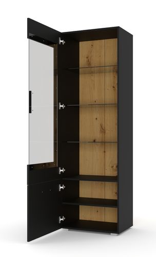 Witryna ANETTE O 60 cm dąb artisan / czarny mat na Arena.pl