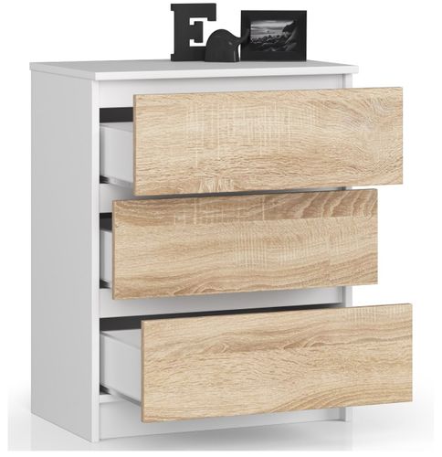 KOMODA K 60 cm 3 SZUFLADY BIAŁA / SONOMA na Arena.pl