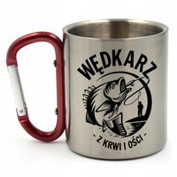 METALOWY KUBEK Z KARABINCZYKIEM DLA WĘDKARZA 300ML