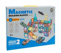 Klocki magnetyczne konstrukcyjne duży zestaw 82 el tor samochodowy 12 autek