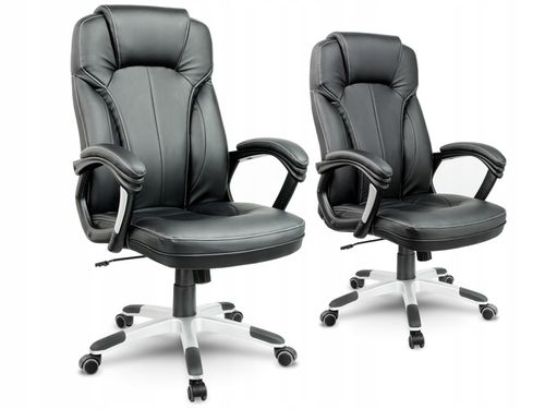 FOTEL BIUROWY STYLOWY SKÓRZANY CZARNY OBROTOWY REGULOWANY na Arena.pl
