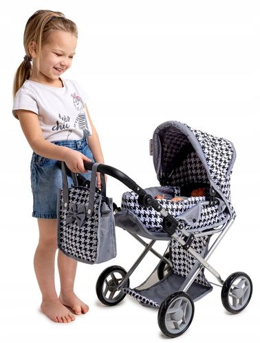 WÓZEK DLA LALEK GŁĘBOKI GONDOLA SPACERÓWKA 3w1 SKŁADANY TORBA POŚCIEL Doris na Arena.pl