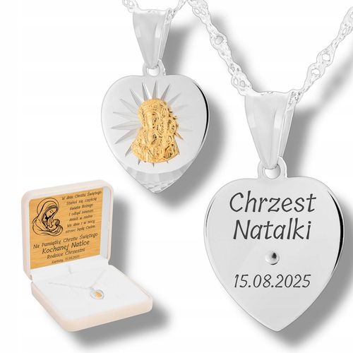 Srebrny medalik pr. 925 Matka Boska Częstochowska Grawer Prezent na Chrzest na Arena.pl