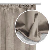 Zasłona gotowa na taśmie VELVET SOFT 140x270 welurowa ciemnobeżowa