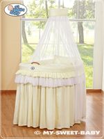 kosz mojżesza wiklinowy z baldachimem- little prince princess kremowy