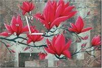 60CM 40CM ZEGAR OBRAZ FUKSJOWA MAGNOLIA DRUK PŁÓTNO RAMA